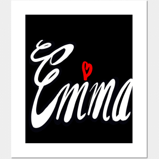 Emma popular girls first name in white. Personalized personalised customised name Emma. Posters and Art